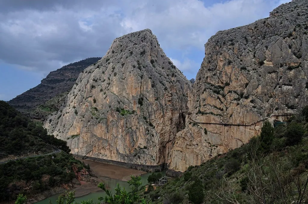 The gorge and cliff walkway of the Caminito del Rey in the mountains north of Málaga