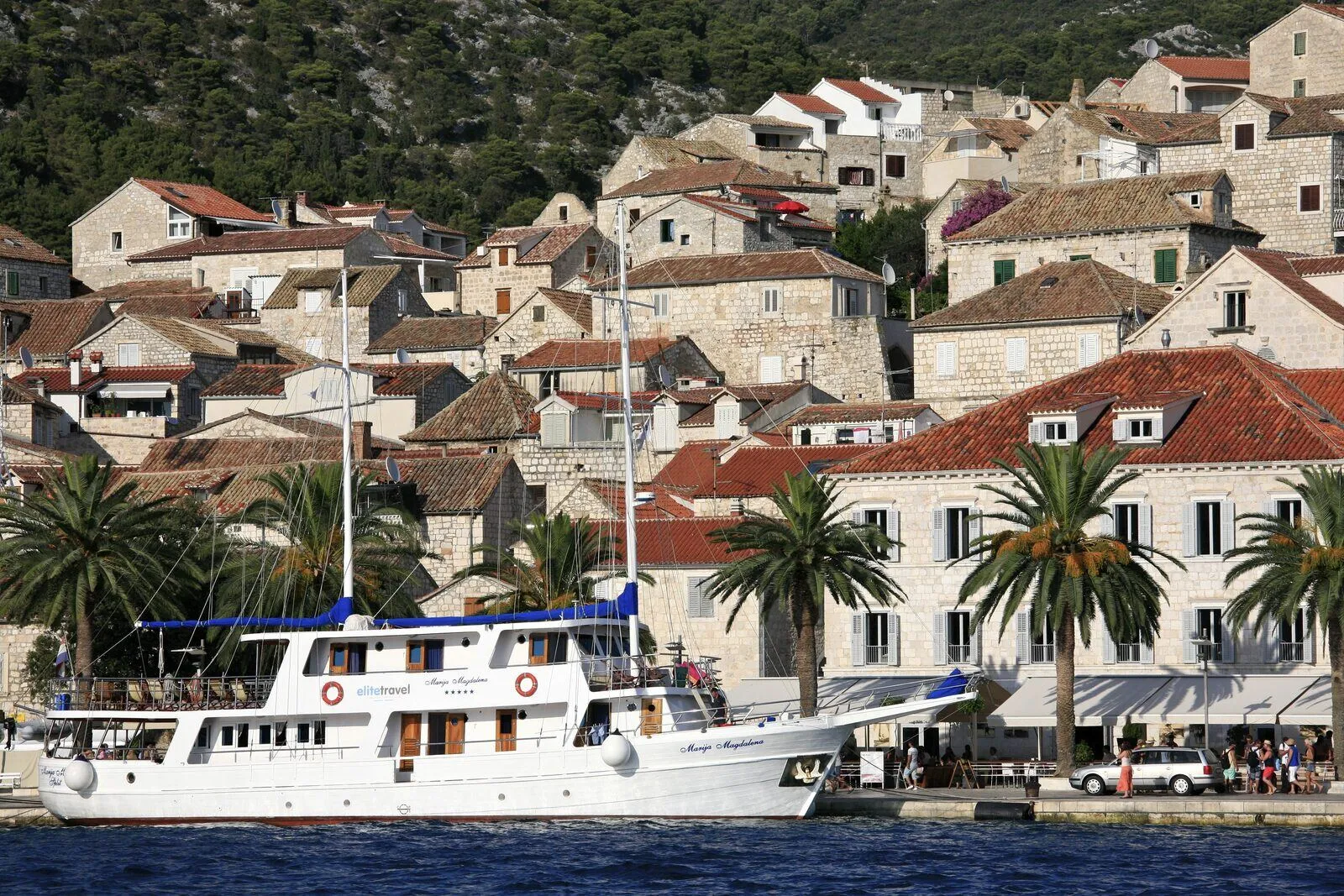 The stone houses and harbour of Hvar town on the Adriatic
