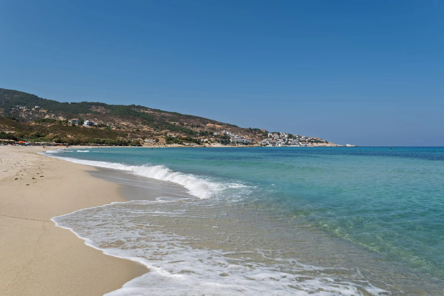Mesakti beach on Ikaria with sand, pebbles and clear water